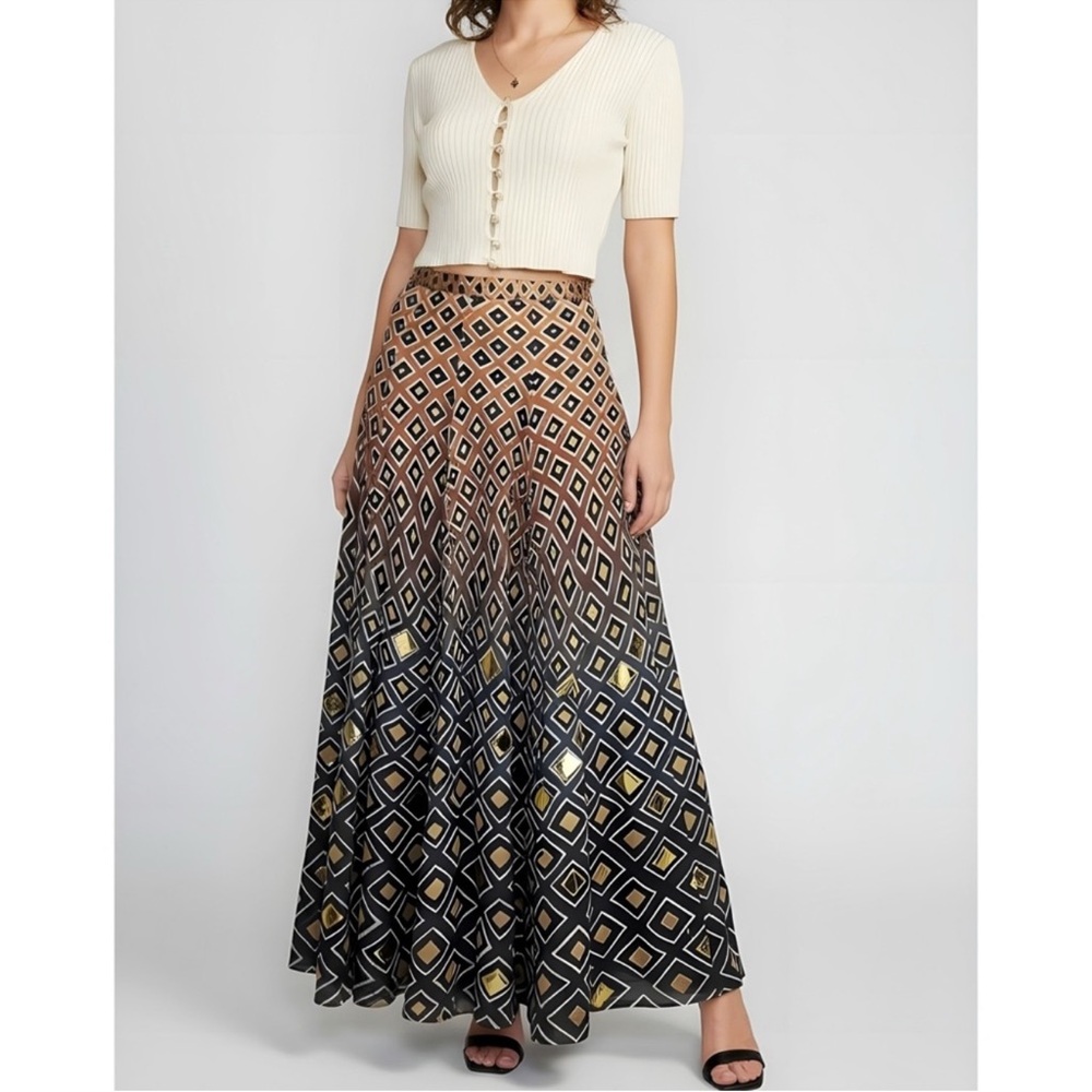 GEISHA DESIGNS × ANTHROPOLOGIE Hybrid Diamond Maxi Skirt, Multicolor, Medium